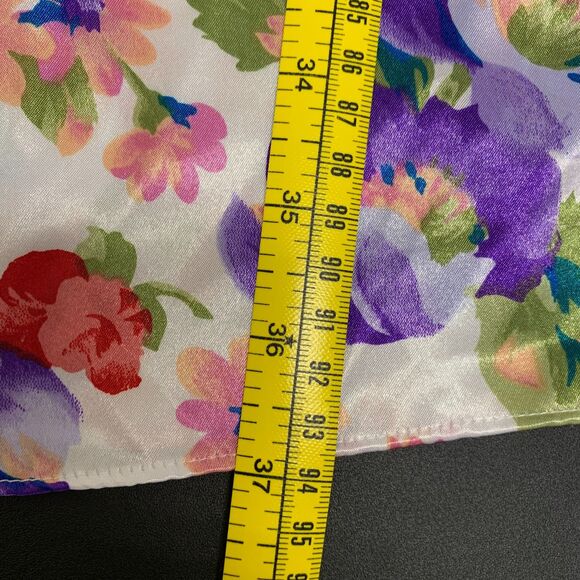 Delicates Trad Wife Satin Floral‎ Lace Trimmed Satin Tie Pockets Robe Large - Picture 13 of 13